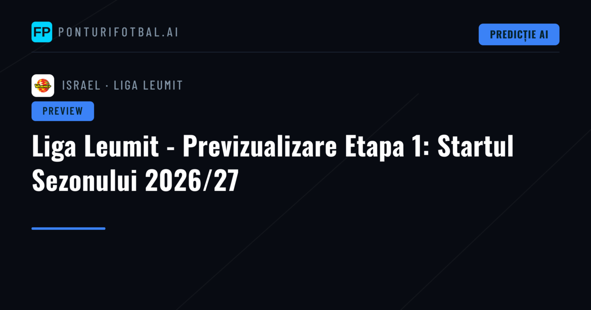 Liga Leumit - Previzualizare Etapa 1: Startul Sezonului 2026/27