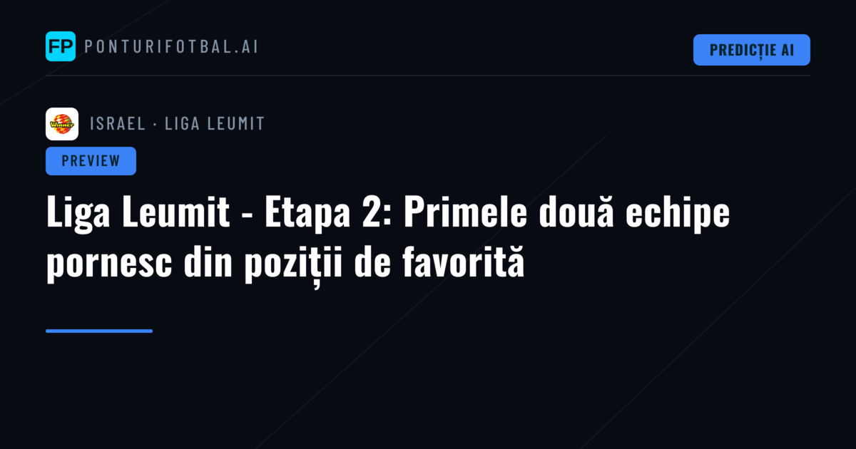 Liga Leumit - Etapa 2: Primele două echipe pornesc din poziții de favorită