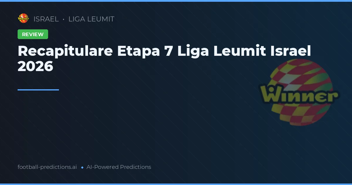 Recapitulare Etapa 7 Liga Leumit Israel 2026