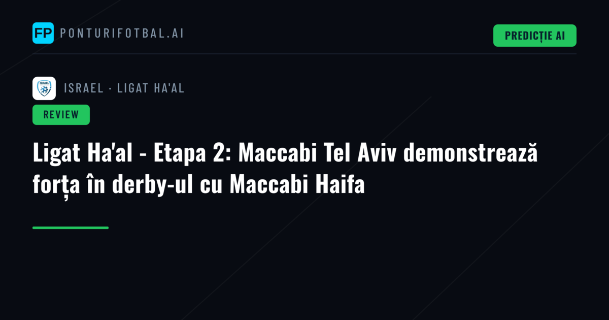 Ligat Ha'al - Etapa 2: Maccabi Tel Aviv demonstrează forța în derby-ul cu Maccabi Haifa