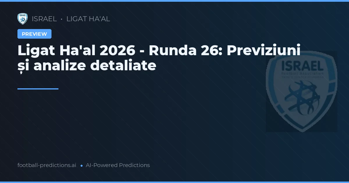 Ligat Ha'al 2026 - Runda 26: Previziuni și analize detaliate