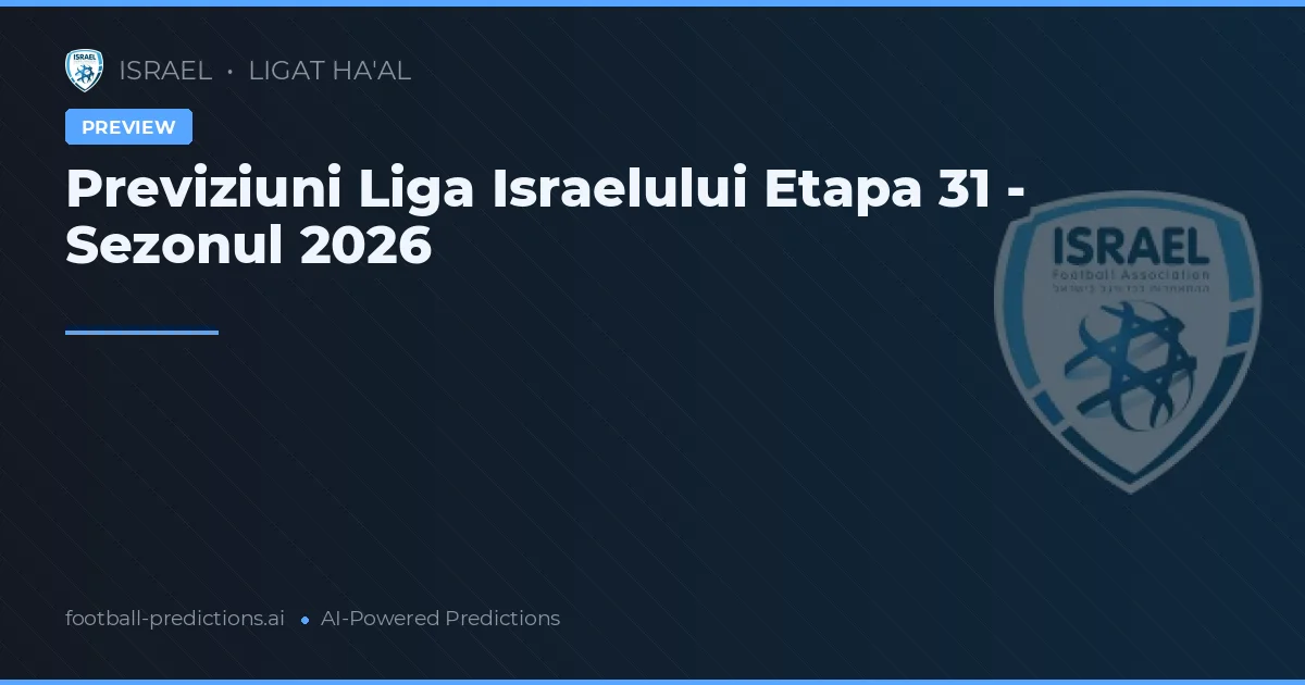 Previziuni Liga Israelului Etapa 31 - Sezonul 2026