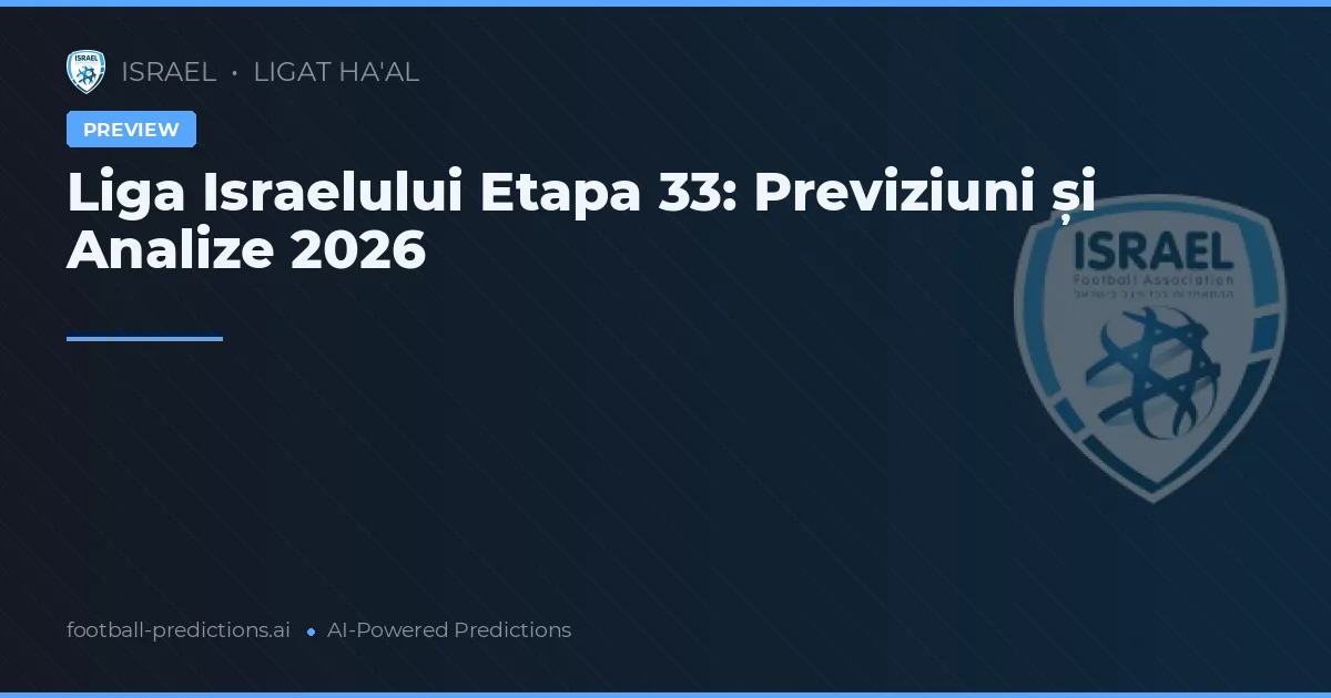 Liga Israelului Etapa 33: Previziuni și Analize 2026