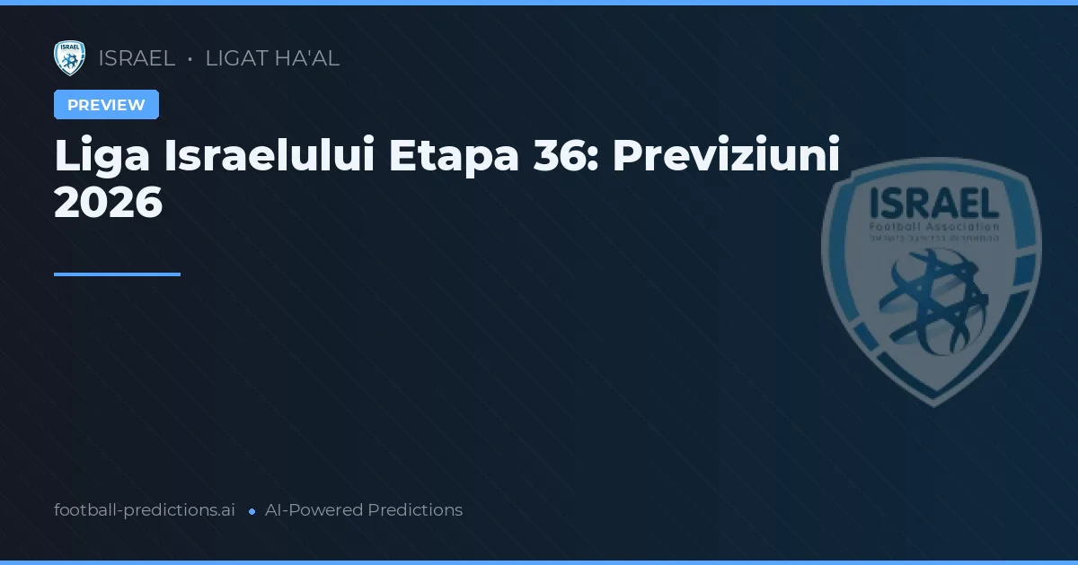 Liga Israelului Etapa 36: Previziuni 2026