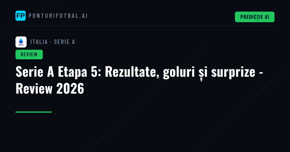 Serie A Etapa 5: Rezultate, goluri și surprize - Review 2026
