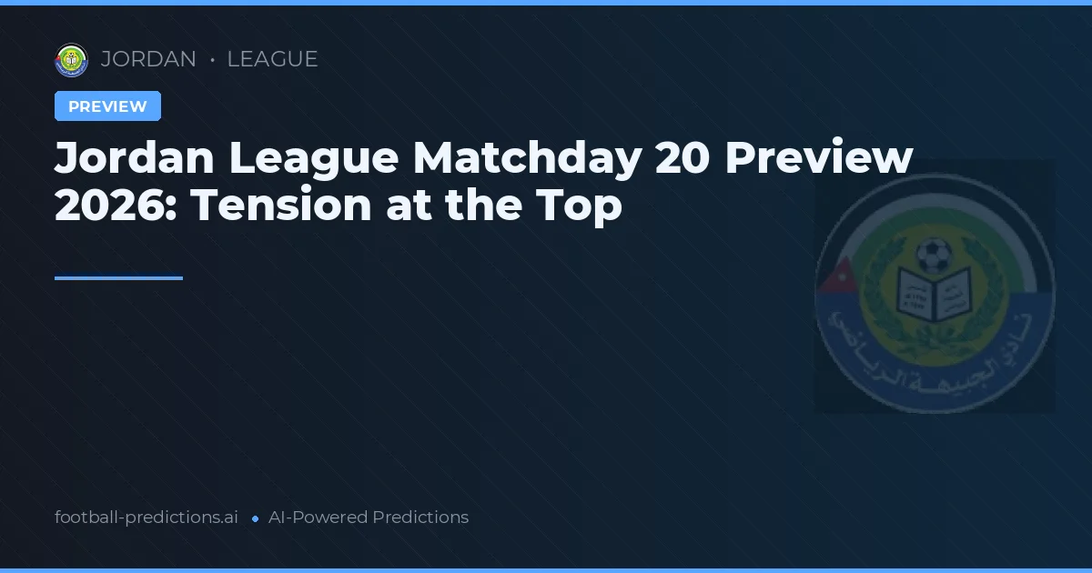 Jordan League Matchday 20 Preview 2026: Tension at the Top