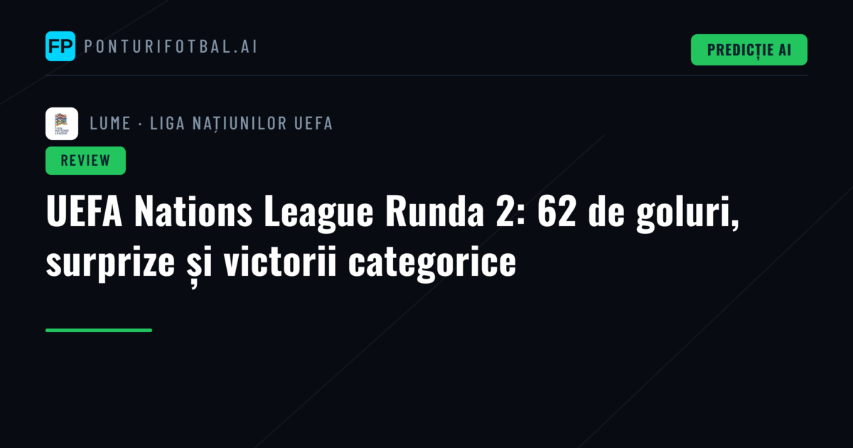 UEFA Nations League Runda 2: 62 de goluri, surprize și victorii categorice