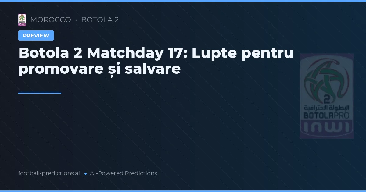 Botola 2 Matchday 17: Lupte pentru promovare și salvare
