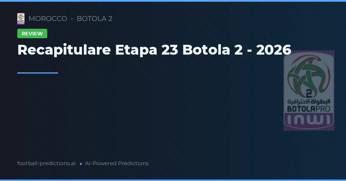 Recapitulare Etapa 23 Botola 2 - 2026