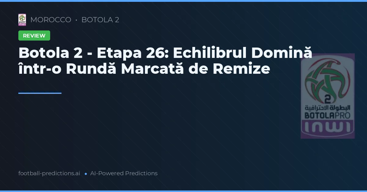 Botola 2 - Etapa 26: Echilibrul Domină într-o Rundă Marcată de Remize