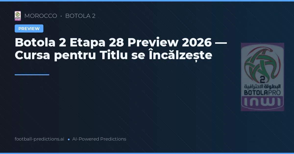 Botola 2 Etapa 28 Preview 2026 — Cursa pentru Titlu se Încălzește