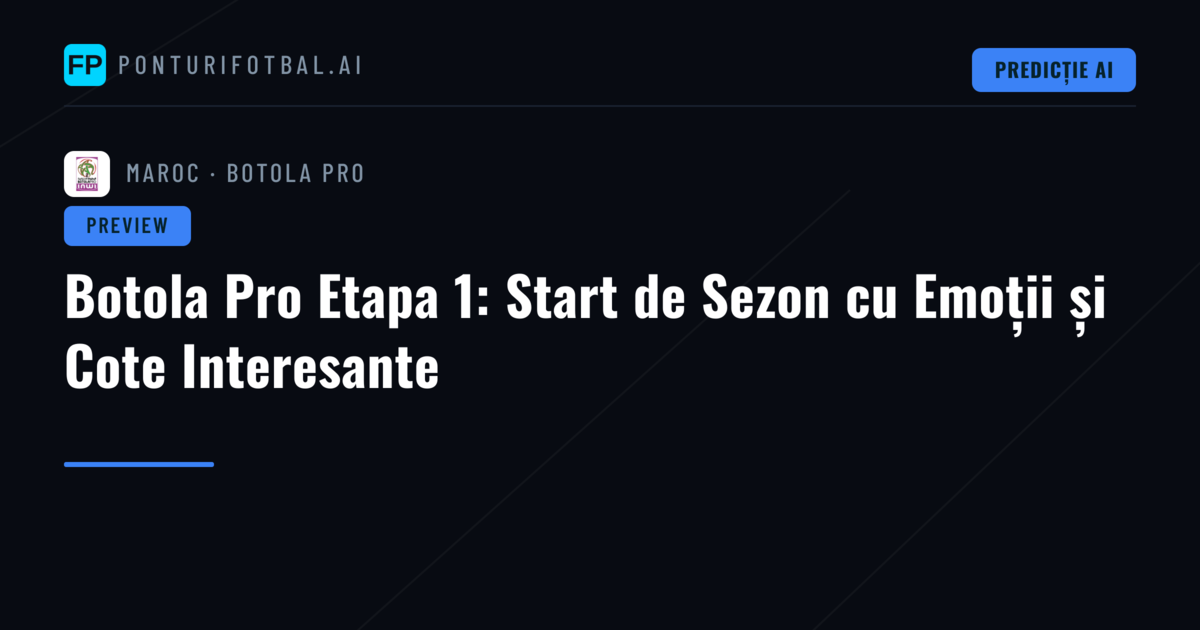 Botola Pro Etapa 1: Start de Sezon cu Emoții și Cote Interesante