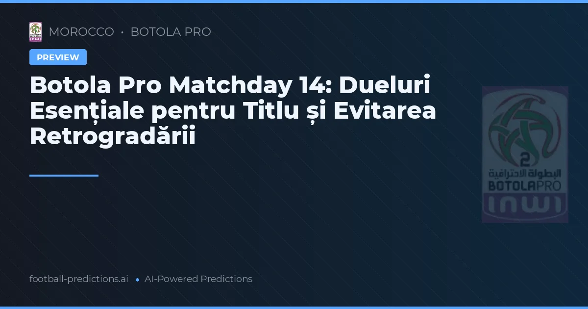 Botola Pro Matchday 14: Dueluri Esențiale pentru Titlu și Evitarea Retrogradării