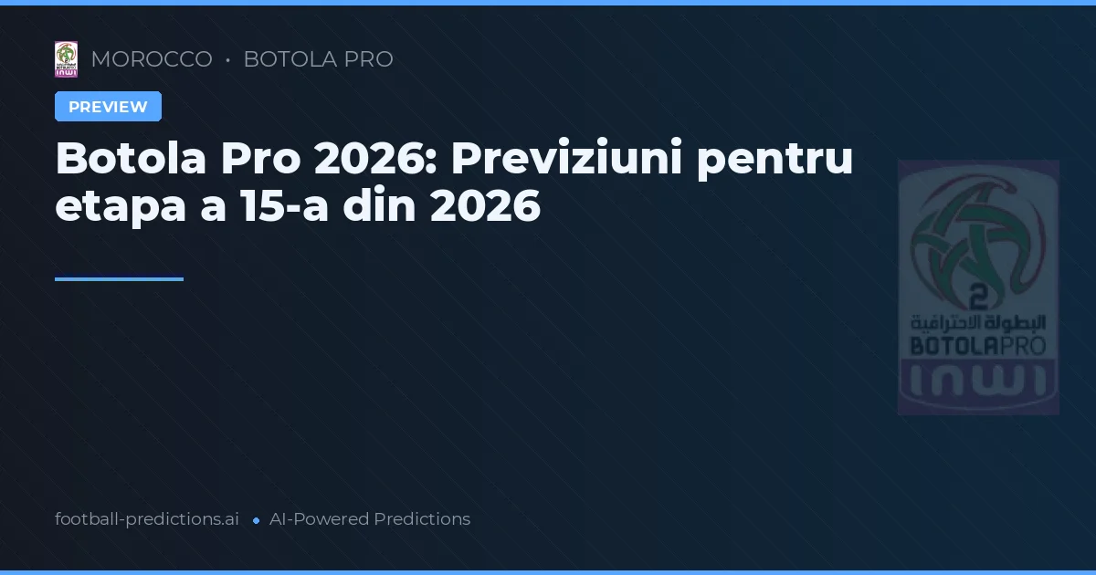 Botola Pro 2026: Previziuni pentru etapa a 15-a din 2026