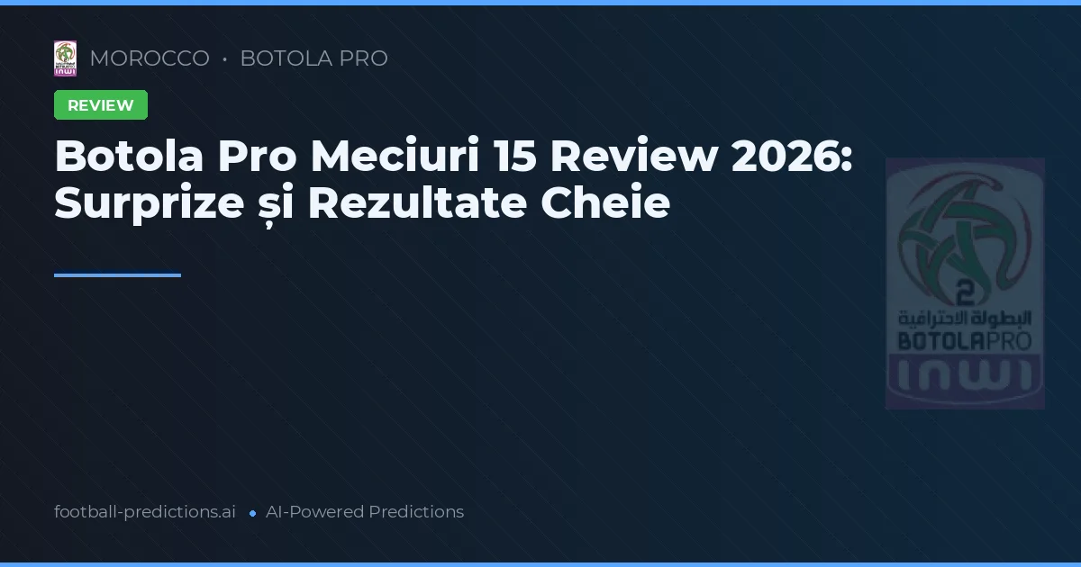 Botola Pro Meciuri 15 Review 2026: Surprize și Rezultate Cheie