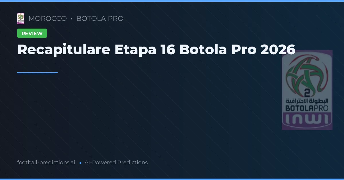 Recapitulare Etapa 16 Botola Pro 2026