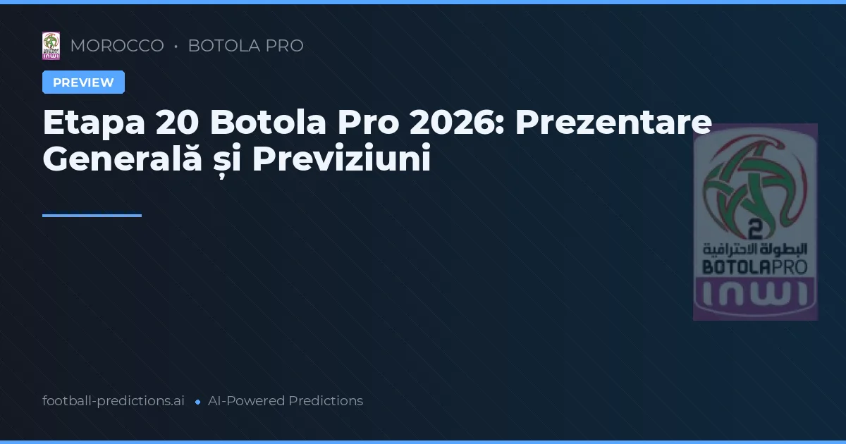 Etapa 20 Botola Pro 2026: Prezentare Generală și Previziuni