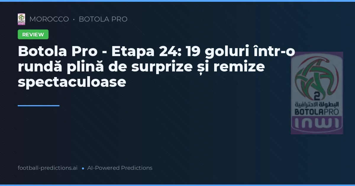 Botola Pro - Etapa 24: 19 goluri într-o rundă plină de surprize și remize spectaculoase