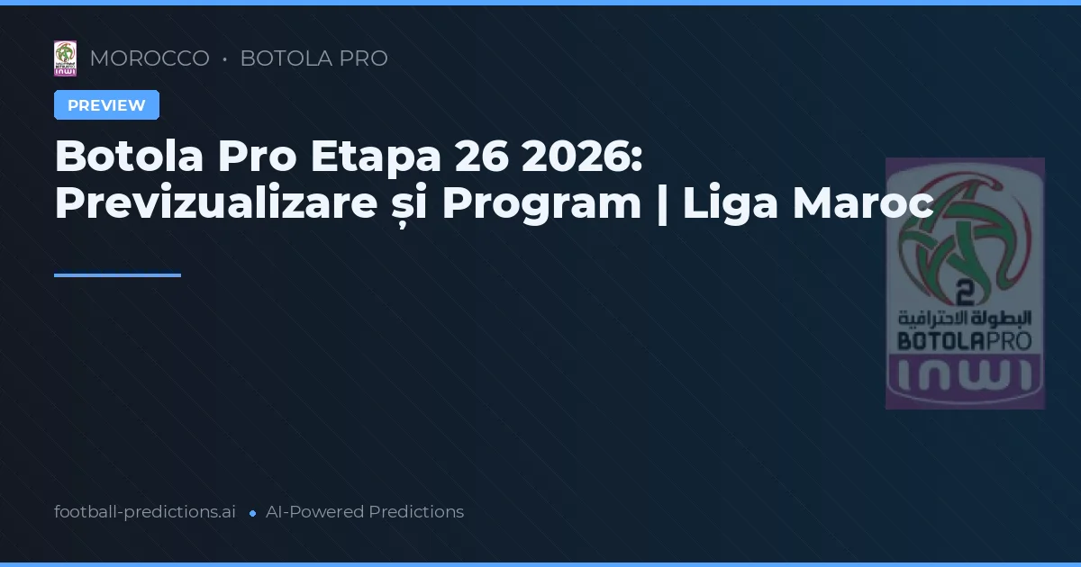 Botola Pro Etapa 26 2026: Previzualizare și Program | Liga Maroc