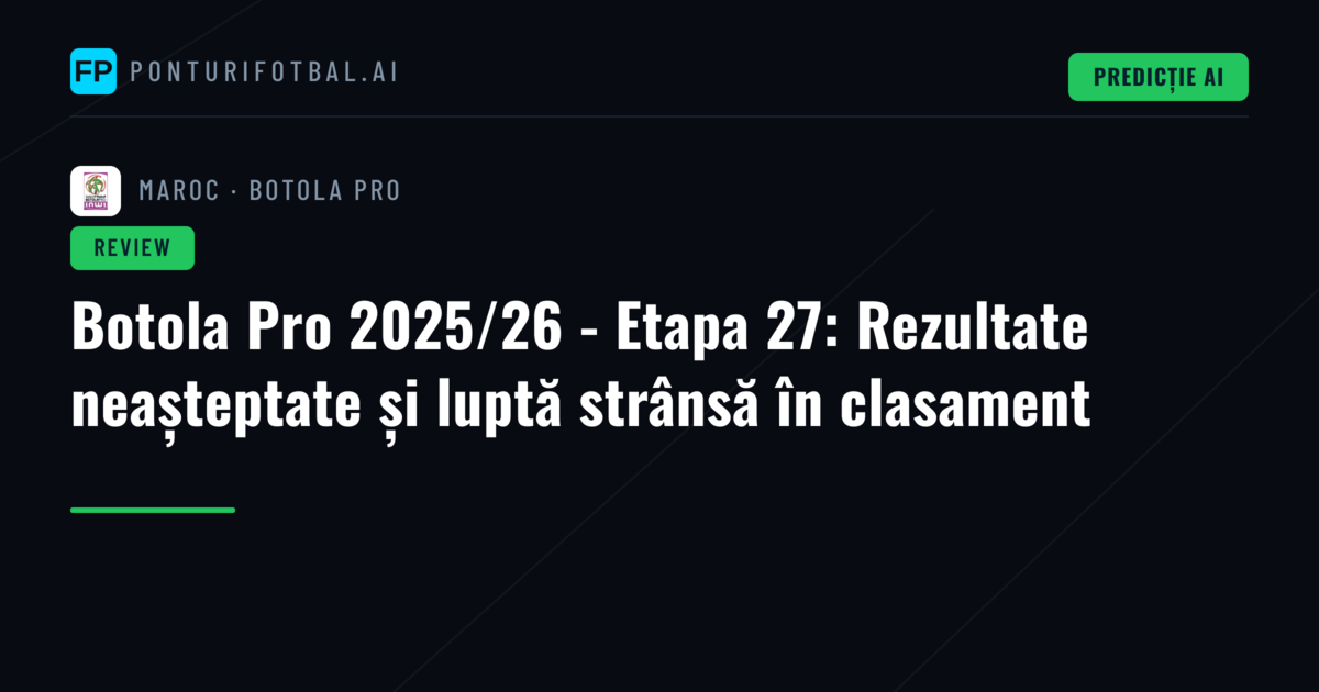 Botola Pro 2025/26 - Etapa 27: Rezultate neașteptate și luptă strânsă în clasament