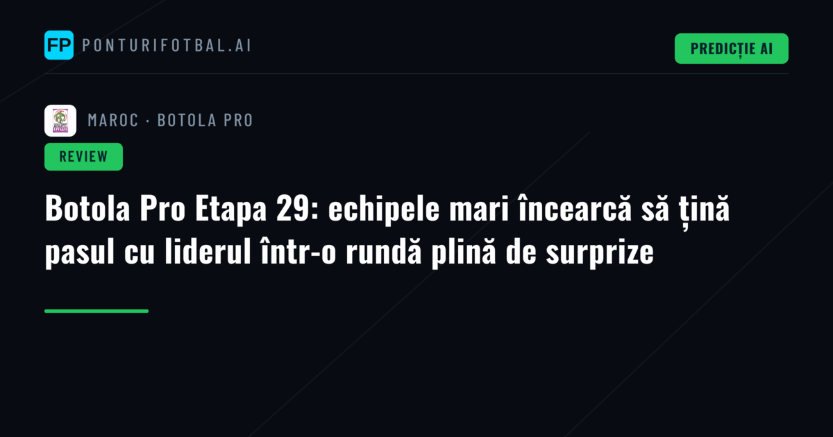 Botola Pro Etapa 29: echipele mari încearcă să țină pasul cu liderul într-o rundă plină de surprize