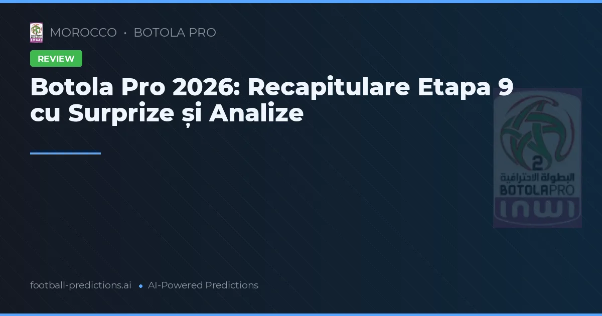Botola Pro 2026: Recapitulare Etapa 9 cu Surprize și Analize
