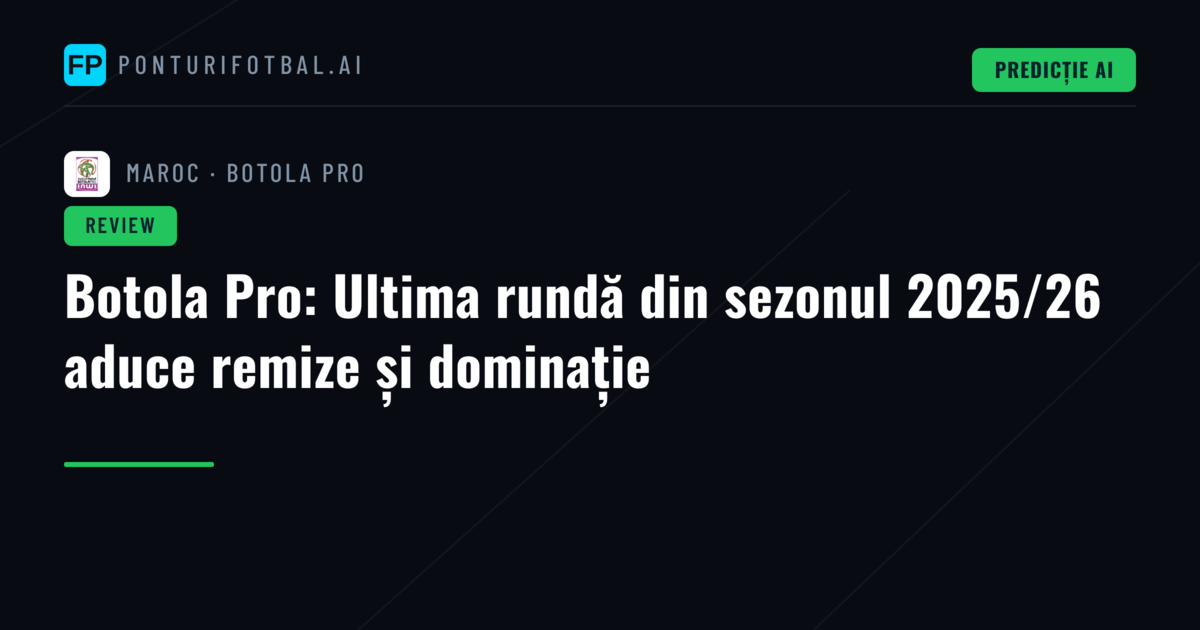 Botola Pro: Ultima rundă din sezonul 2025/26 aduce remize și dominație