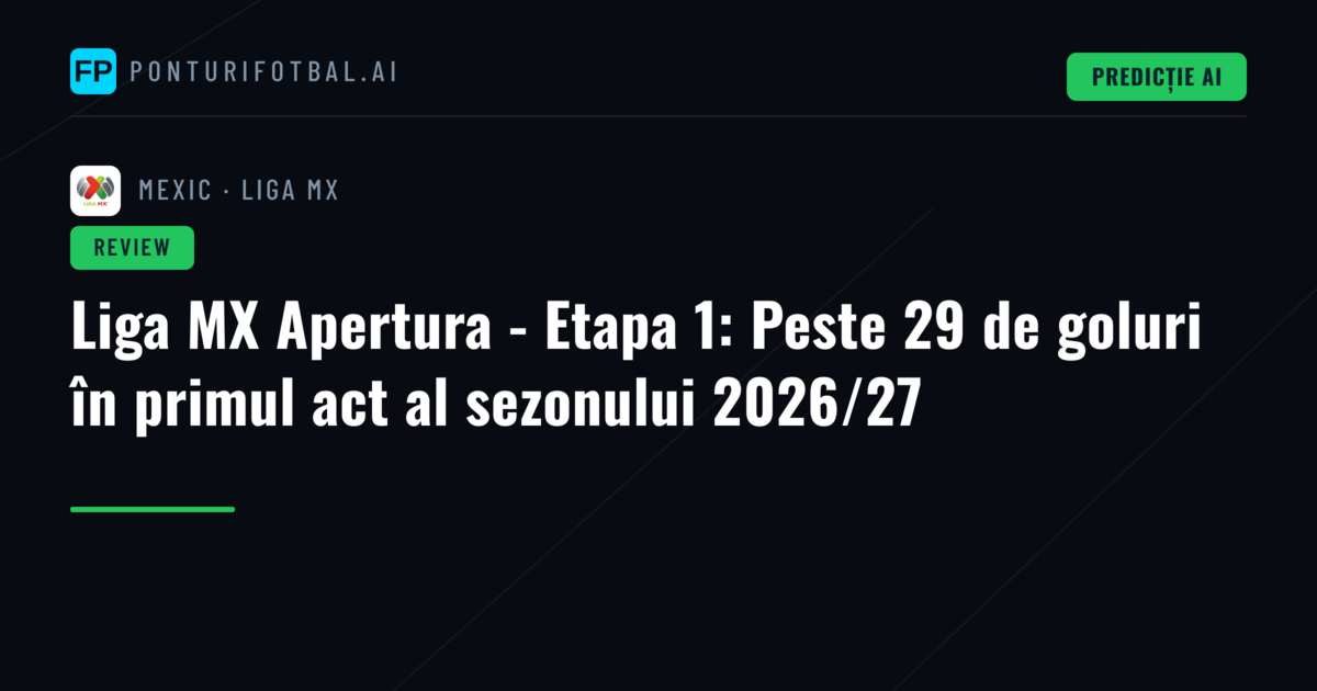 Liga MX Apertura - Etapa 1: Peste 29 de goluri în primul act al sezonului 2026/27