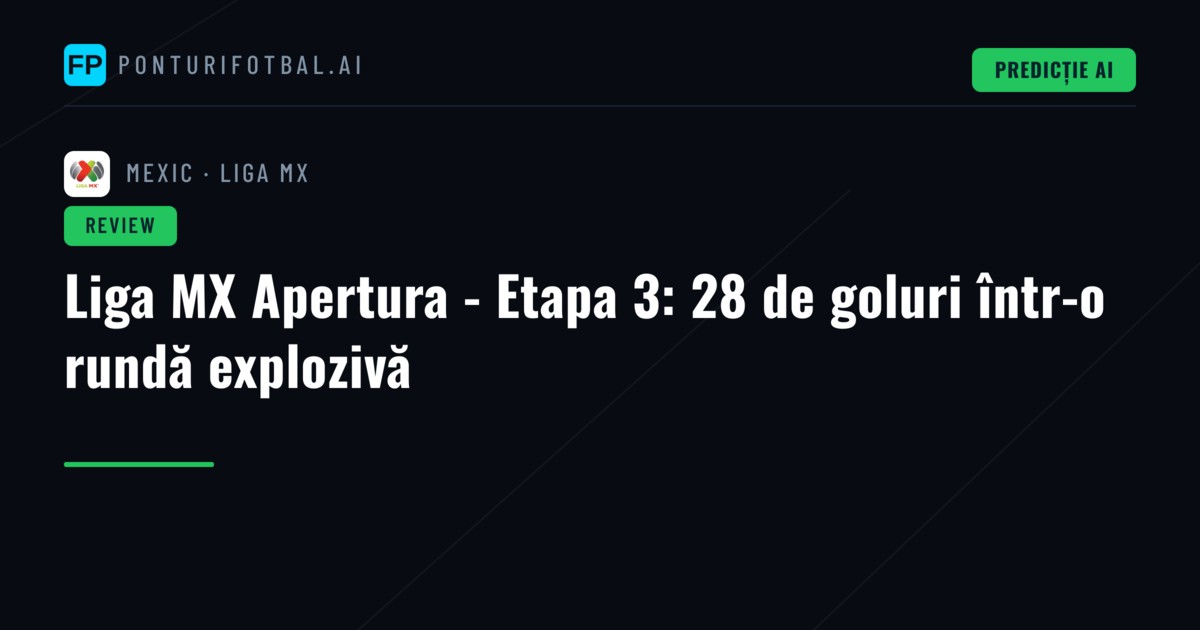 Liga MX Apertura - Etapa 3: 28 de goluri într-o rundă explozivă