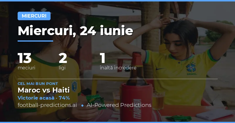Previziuni Miercuri 24 Iun 2026: Cupa Mondială și Ligi kuu Bara