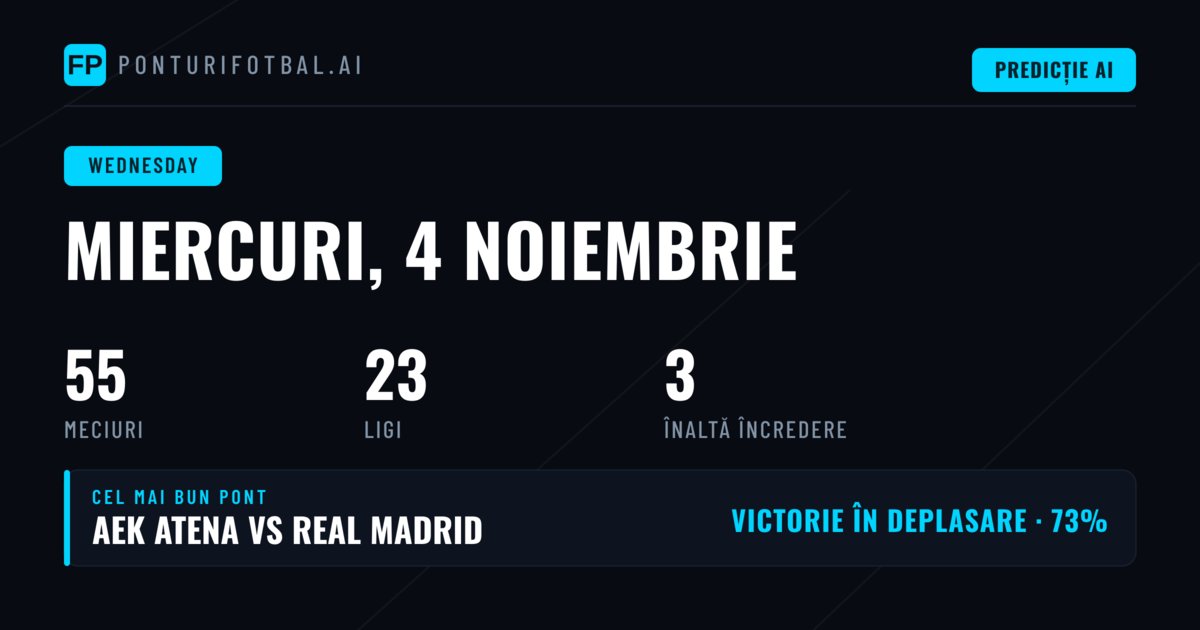 55 de meciuri și o ofertă diversă pe 4 noiembrie