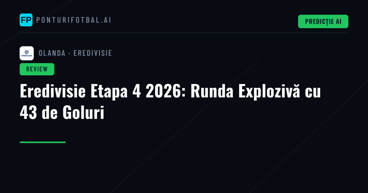 Eredivisie Etapa 4 2026: Runda Explozivă cu 43 de Goluri