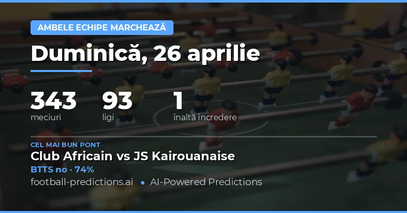 Analiză detaliată a predicțiilor BTTS pentru 26 Aprilie 2026