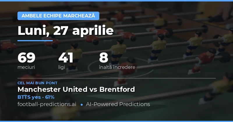 Pregătire pentru pariurile BTTS din 27 Aprilie 2026