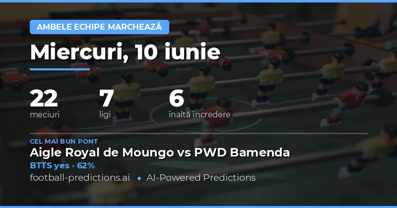 Ambele echipe marchează — Pronosticuri și Ponturi Fotbal — Miercuri, 10 iunie, 2026