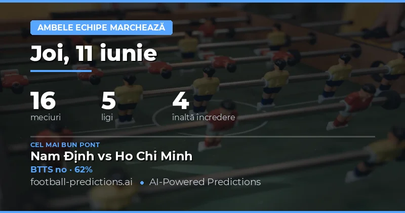 Top ponturi BTTS pentru 11 iunie 2026