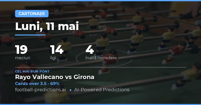 Predicții Cartonașe Galbene pentru Meciurile din 11 Mai 2026
