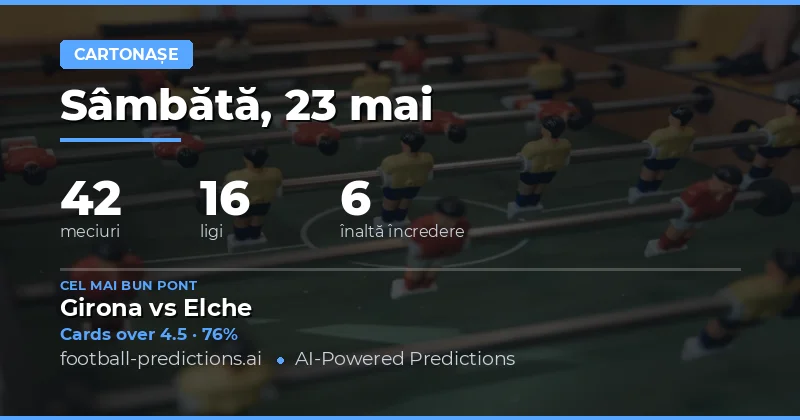 Predictii Cartonași Galbeni pentru Meciurile din 23 Mai 2026