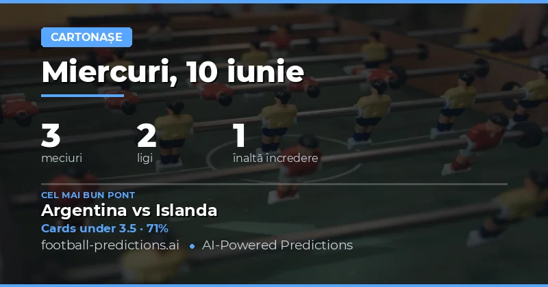 Top Ponturi Peste/Sub Cartonașe Galbene pentru 10 Iun 2026