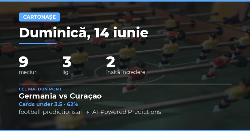 Top O/U Cartonașe Galbene Ponturi pentru 14 Iun 2026