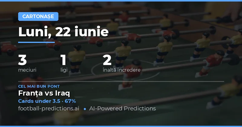 Top Ponturi Cartonașe O/U pentru 22 Iun 2026