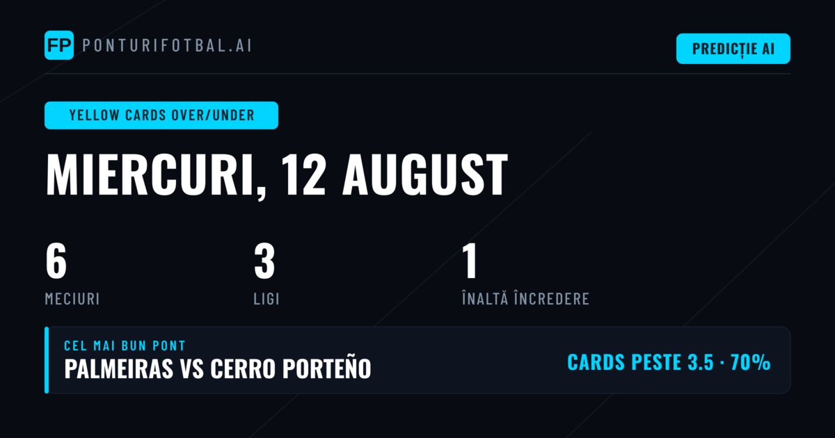 Top Yellow Cards O/U Picks pentru 12 Aug 2026