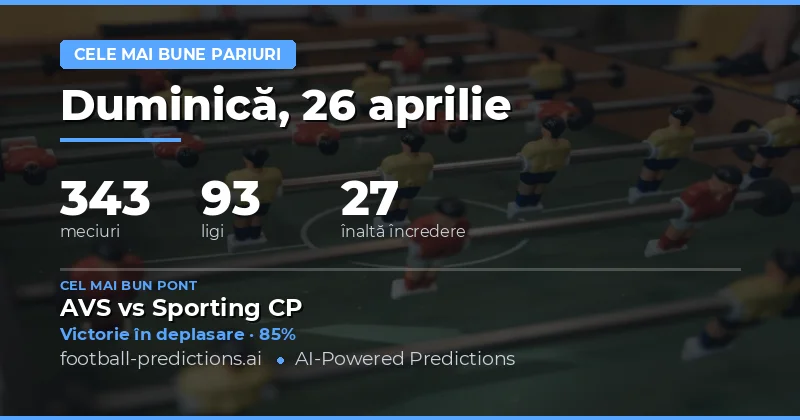 Panou Complet de Pariuri Value pentru 26 Aprilie 2026