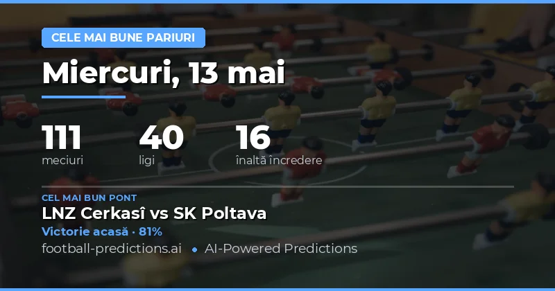 Prezentare Generală a Pieței de Pariuri pe 13 Mai 2026