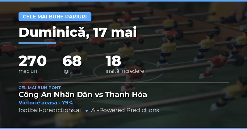 Predicții și analize pentru meciurile din 17 mai 2026