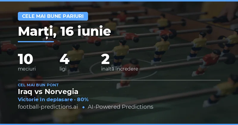 Top Ponturi Value Bets pentru 16 Iun 2026