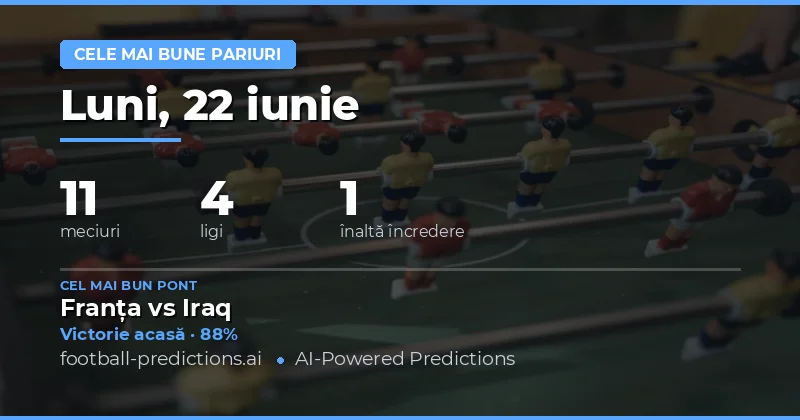 Top selecții pariuri cu valoare — 22 iunie 2026