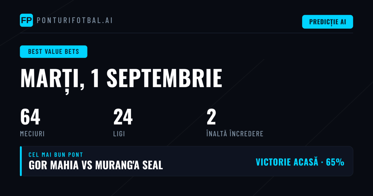 Top ponturi cu valoare pentru 1 Sep 2026