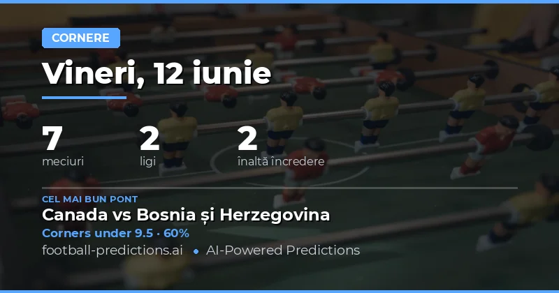 Cele mai bune ponturi Corners O/U pentru 12 iun 2026