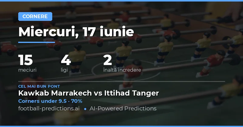 Top Ponturi Corners O/U pentru 17 Iun 2026